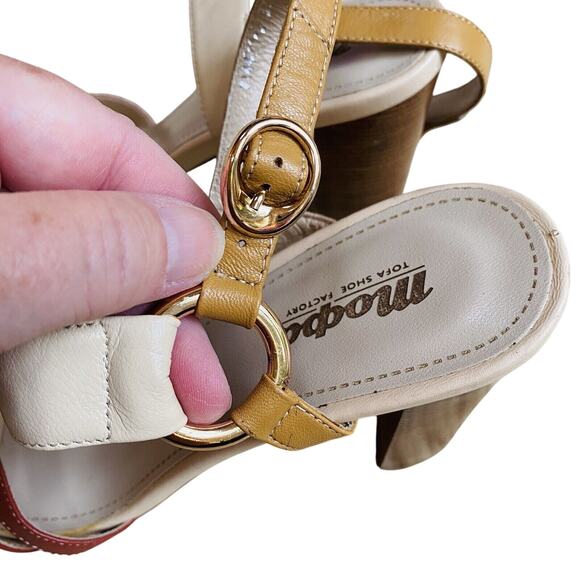 Modpa Tofa Shoes High Heel Sandals Tan Cream Leather Strappy Elegant EU size 37 - Picture 7 of 11